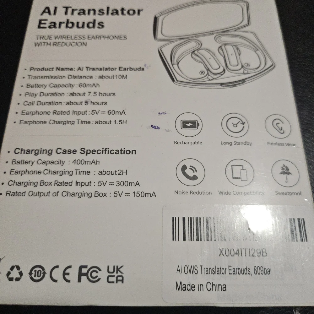 AI Translator Earbuds - Black